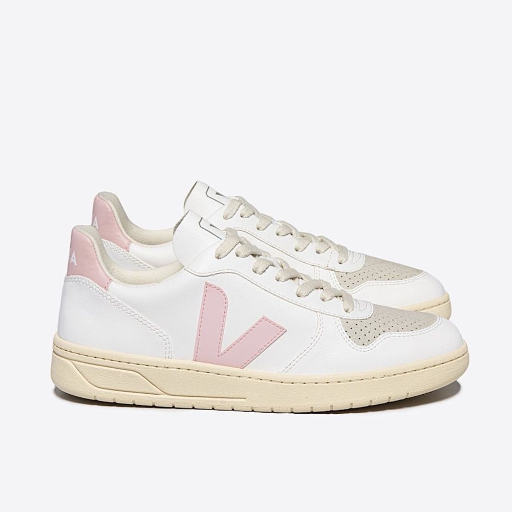 Veja V-10 Sneakers White Petale Pink Shoes Women’s 5 5.5 6 Eu 36 New Nwt
